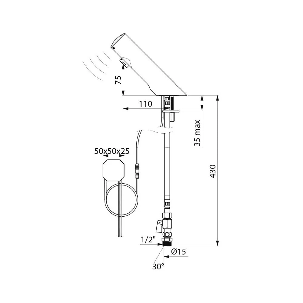 44000615 / 44000015 DELABIE TEMPOMATIC 4 Electronic Deck Mounted Basin Tap - Image 4
