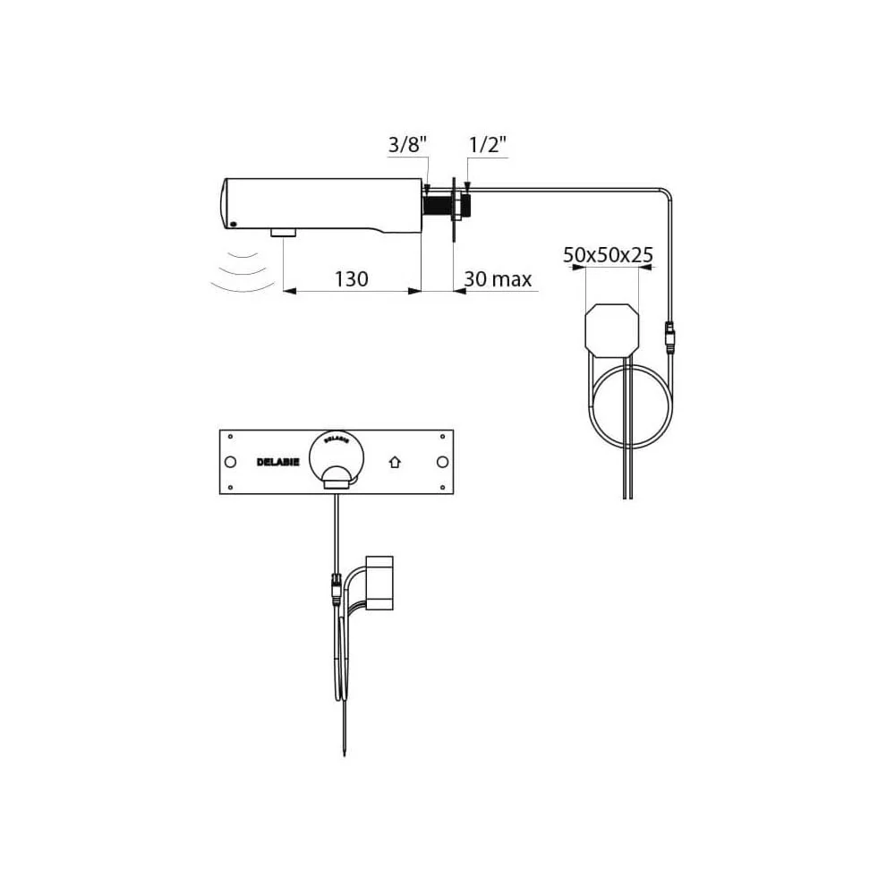 443400 / 443406 DELABIE TEMPOMATIC 4 Wall Mounted 130mm Electronic tap - Image 4