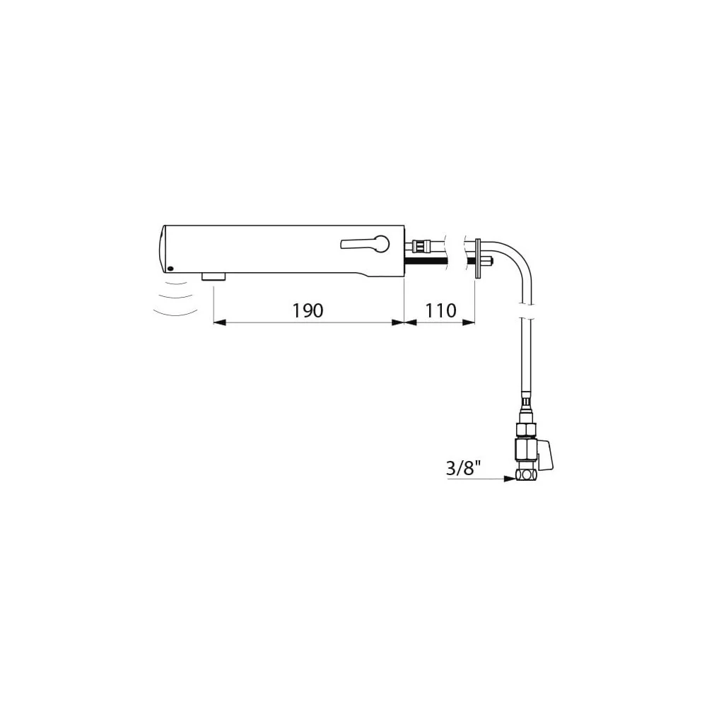 493510 / 493516 DELABIE TEMPOMATIC MIX 4 Wall Mounted F3/8" 190mm Electronic Mixer Tap - Image 4