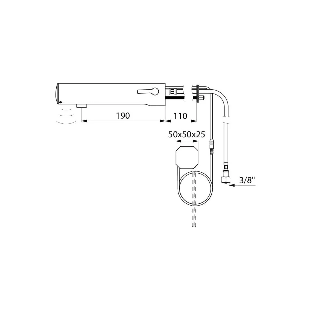 493510 / 493516 DELABIE TEMPOMATIC MIX 4 Wall Mounted F3/8" 190mm Electronic Mixer Tap - Image 5