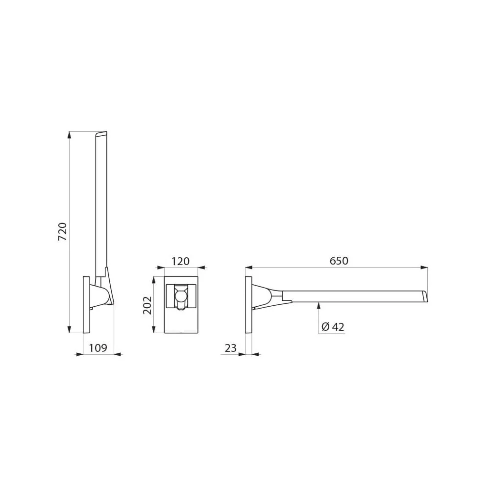 511960 Be-Line® 650mm Ø42mm Aluminium Drop-Down Support Rail - Image 5