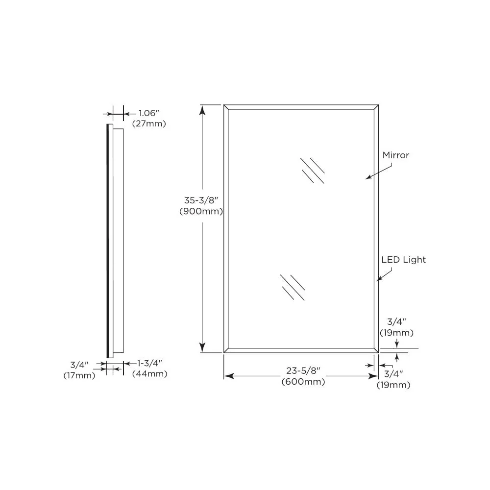 B-1671 2436 Bobrick LED Edge Lit Mirror (600x900) - Image 2