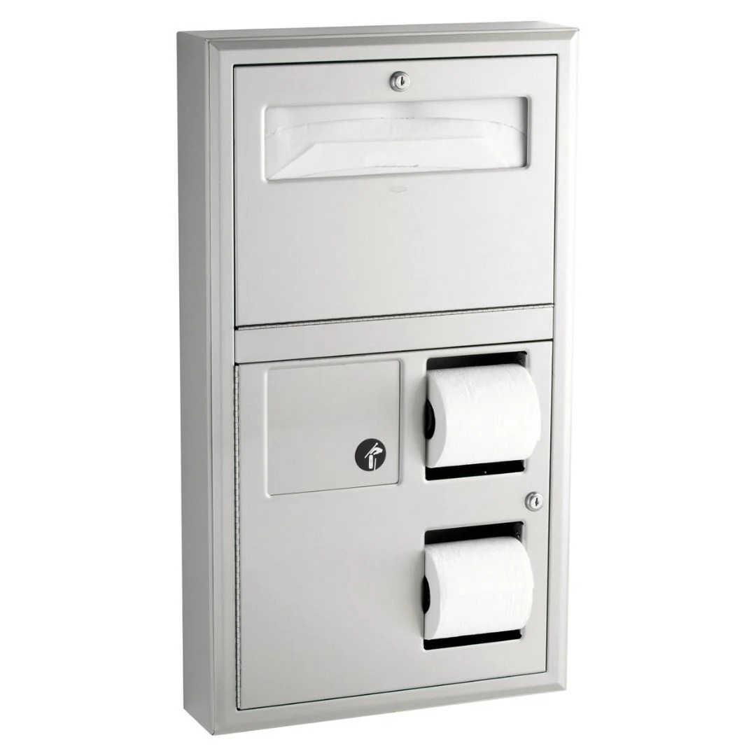 B-3579 Surface-Mounted Toilet Paper, Seat-Cover Dispenser & 3L Sanitary Bin