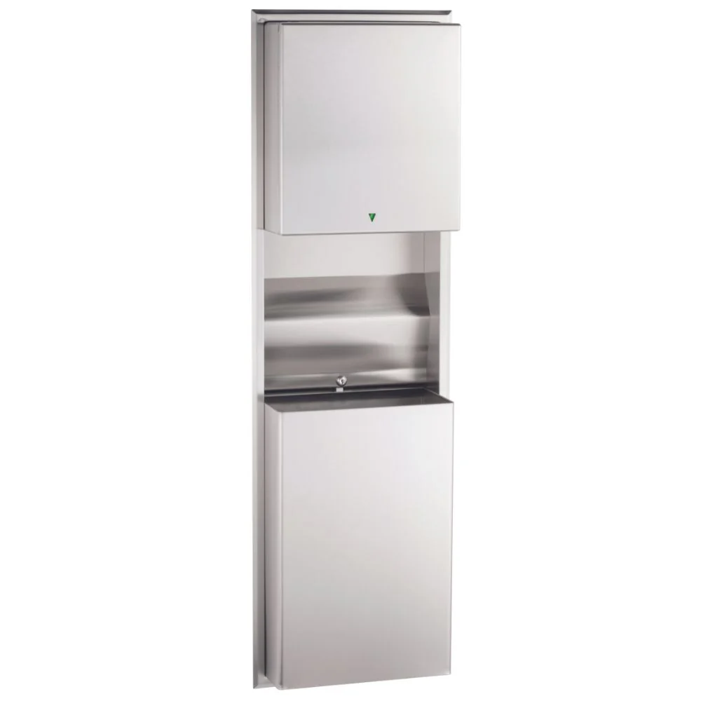 B-3974 Recessed Convertible Automatic, Universal Roll Towel Dispenser Equipped with LED Light/Waste Bin