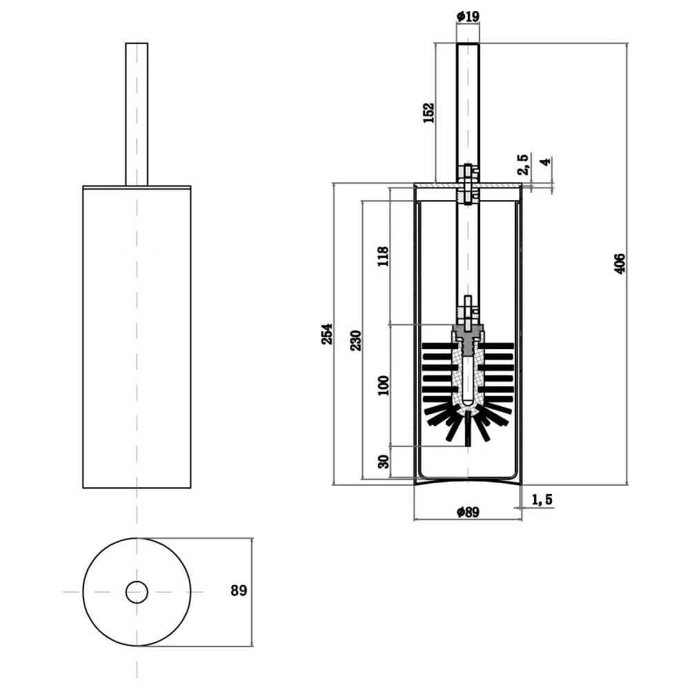 BC9832 Dolphin Freestanding Stainless Steel Toilet Brush Set - Image 2