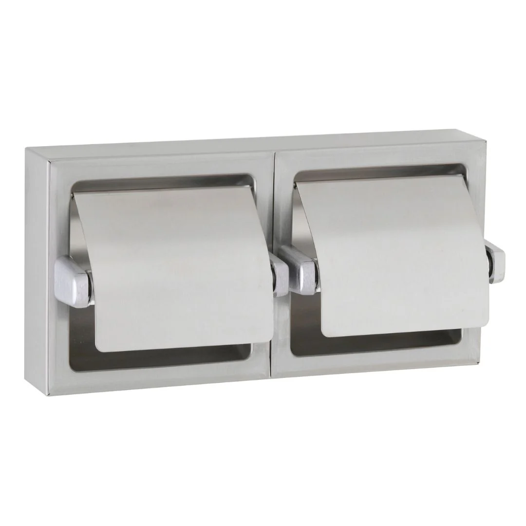 B-6999 / B-69997 Surface Mounted Double Toilet Roll Holder with Lids