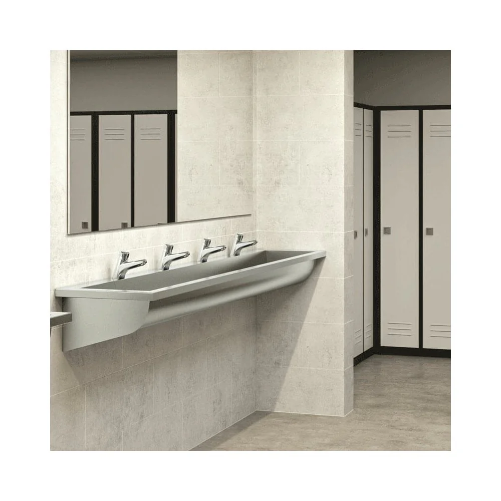 CANAL Wall-Mounted Stainless Steel Wash Trough L.1800mm with 3 x Ø22mm tap holes 121280 - Image 4