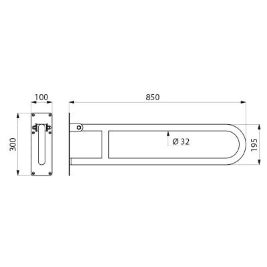 35164S Polished Satin 304 Stainless Steel 850mm Ø32mm Drop-Down Rail - Image 2
