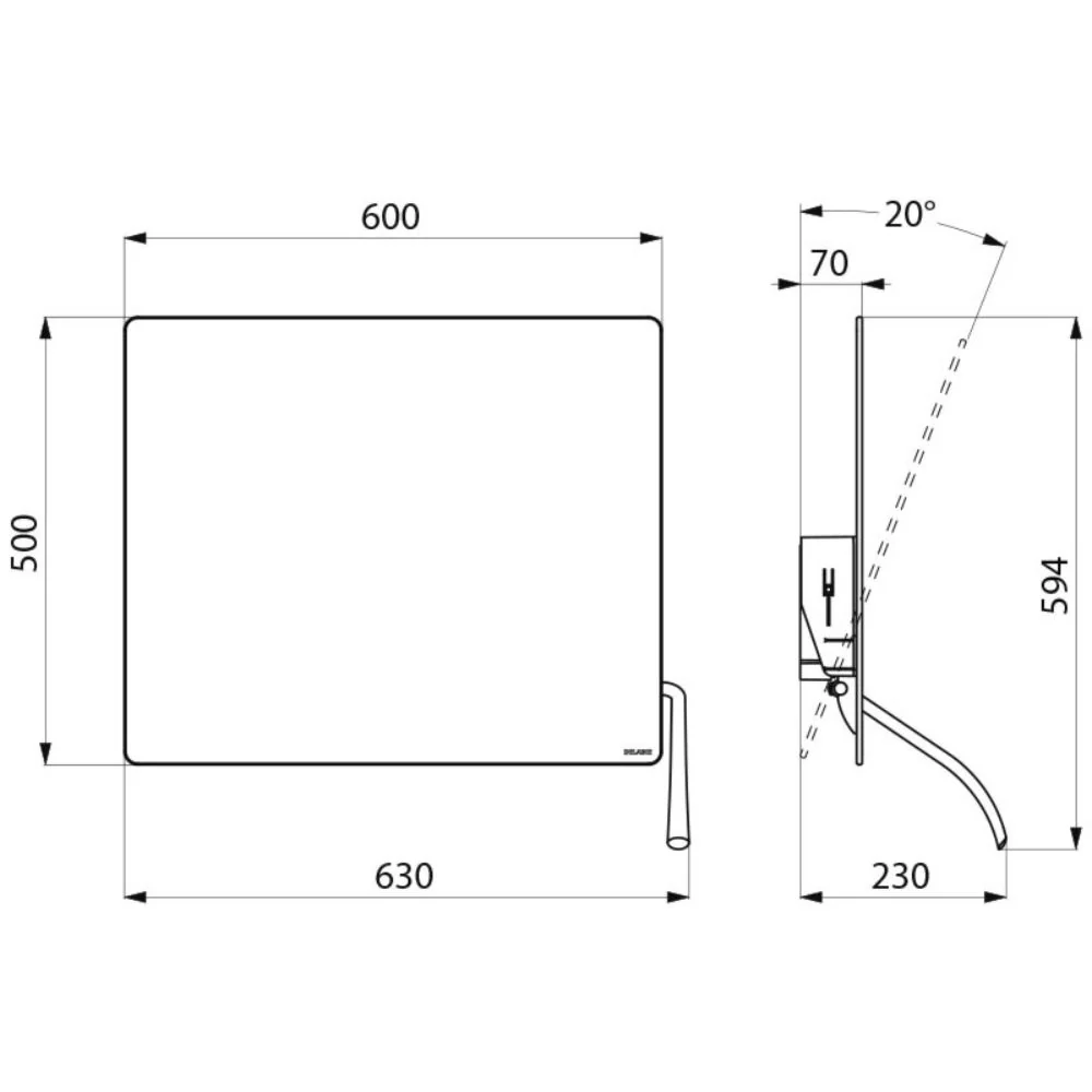 510201N Be-Line® Tilting Mirror with Long Ergonomic Lever (600x500) - Image 2