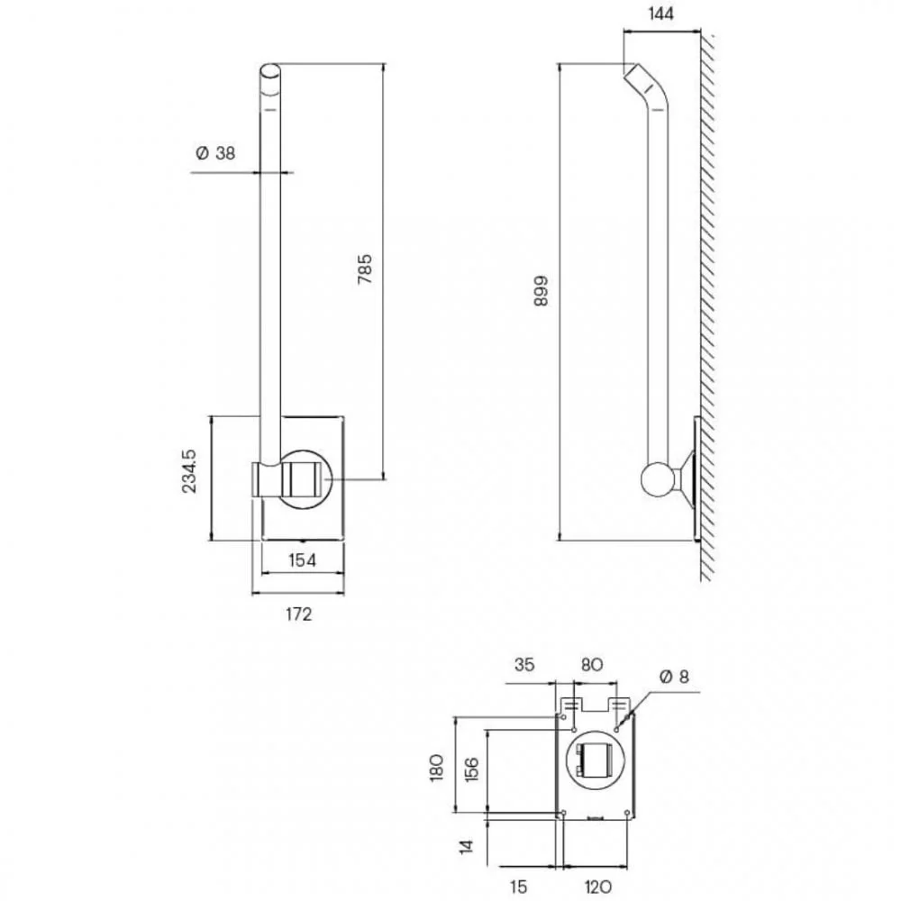 Doc M Hinged Drop-Down Grab Bar Ø38mm (right hand) TSL.GR45 - Image 6