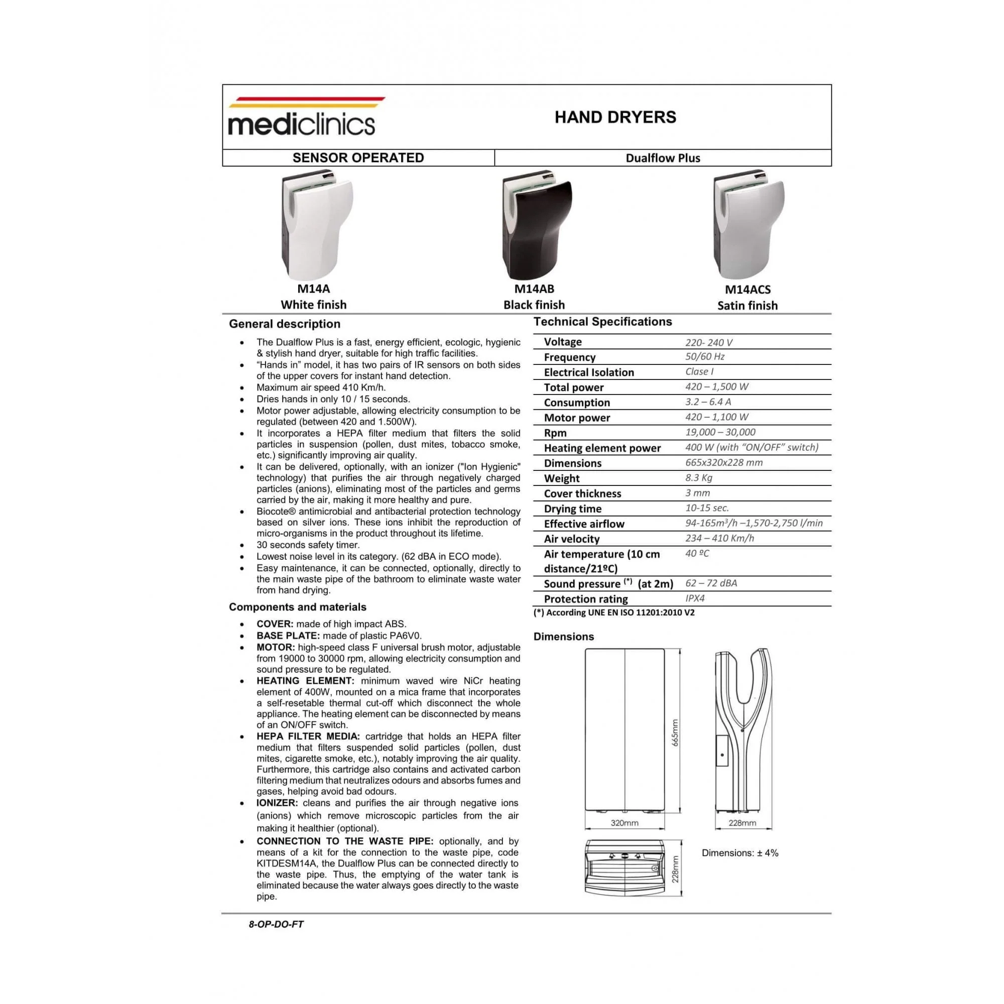 Mediclinics Dualflow® Plus Eco Hand Dryer - Silver - Image 2