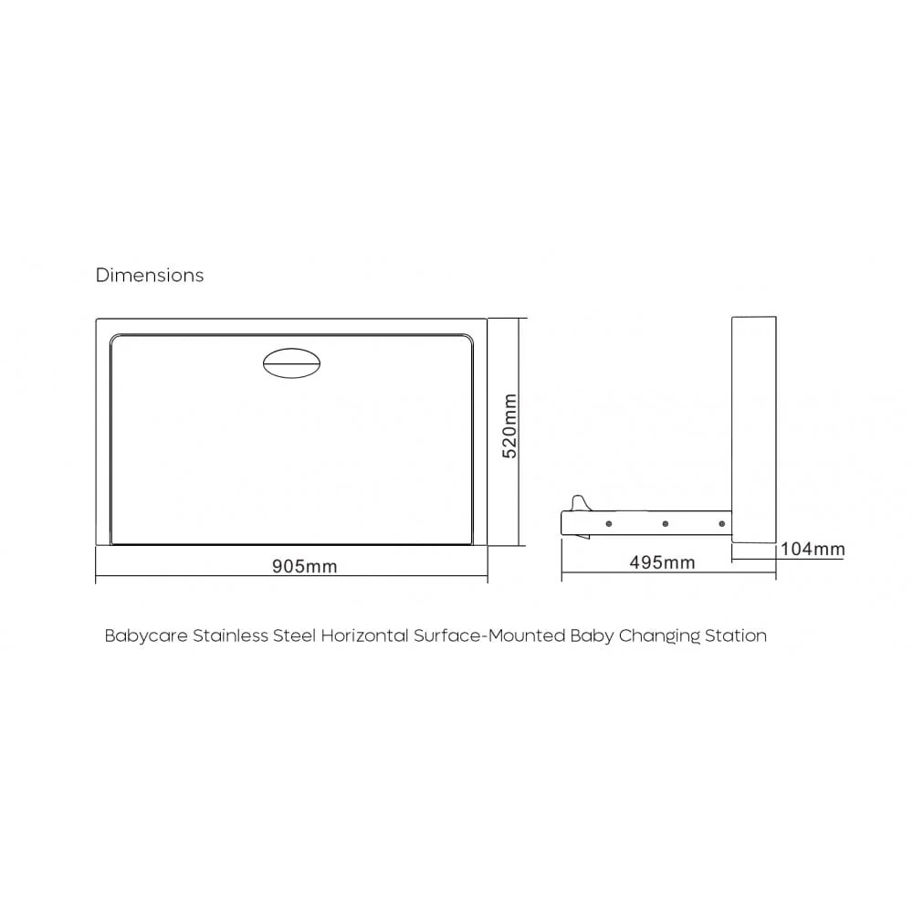 Stainless Steel Horizontal Surface-Mounted Baby Changing Station - Image 5