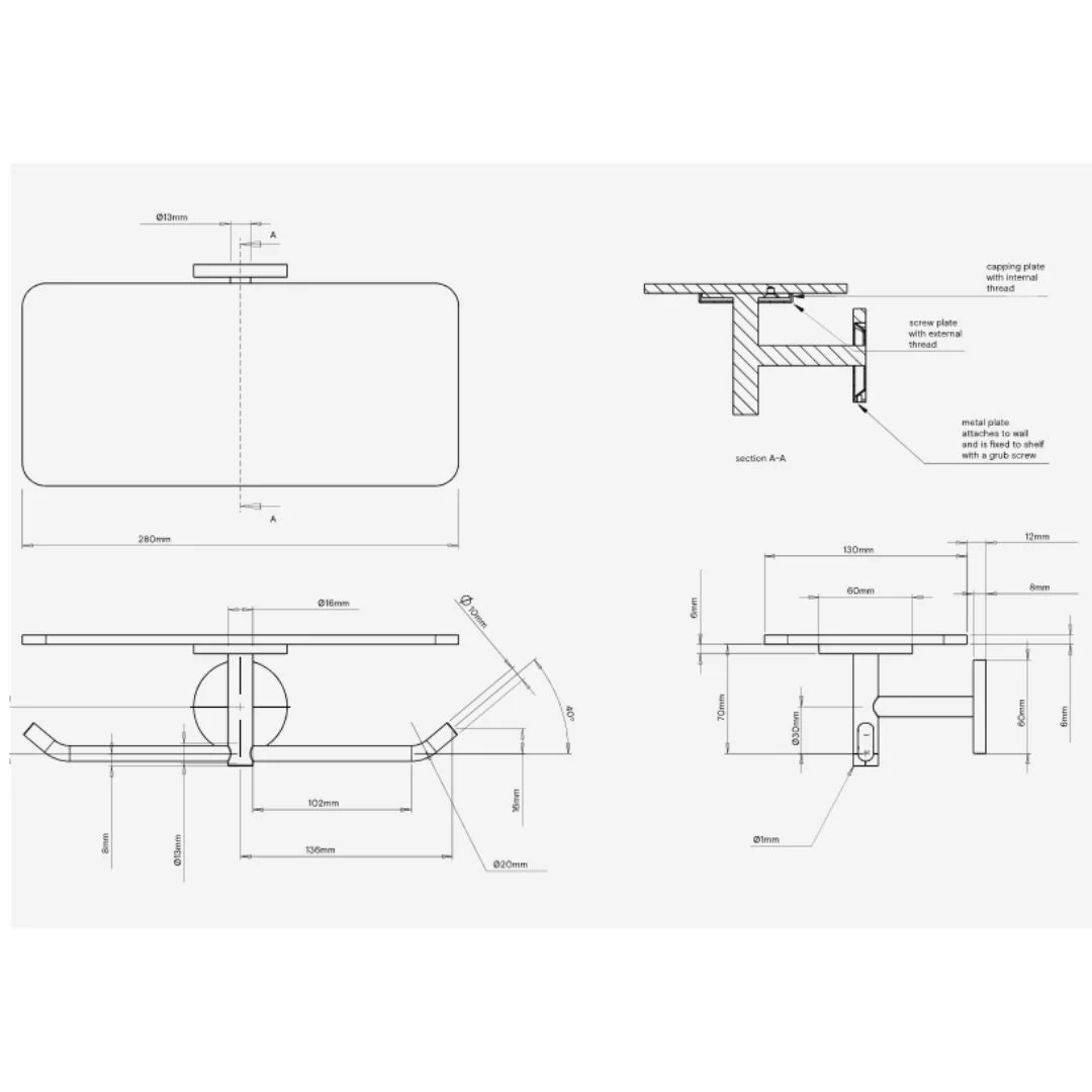 Double Toilet Roll Holder with Shelf TSL.47 - Image 6