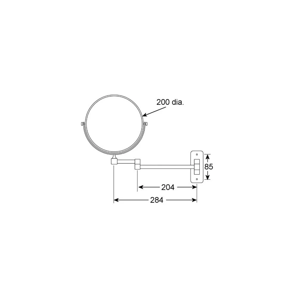 Wall Mounted Double Sided Double Arm Mirror Ø200mm - Image 2