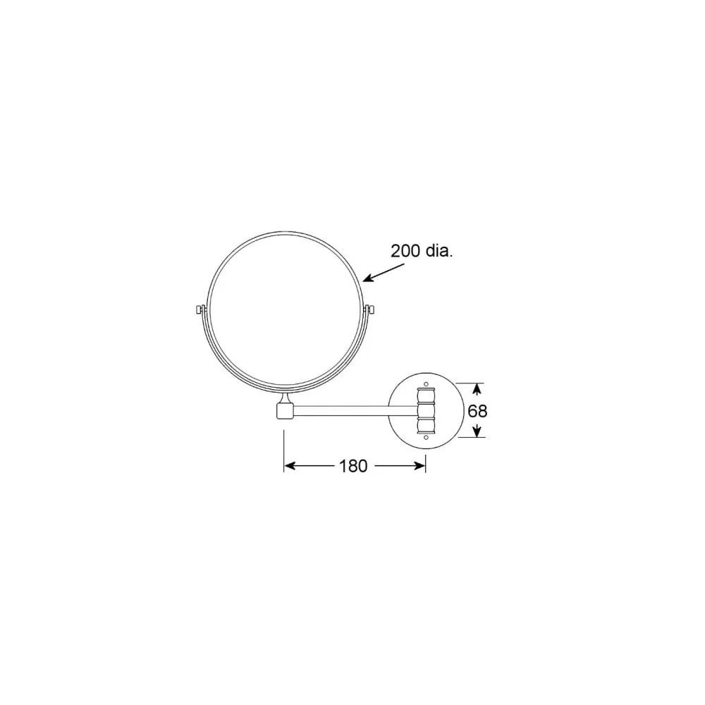 Wall Mounted Double Sided Single Arm Mirror Ø200mm - Image 2