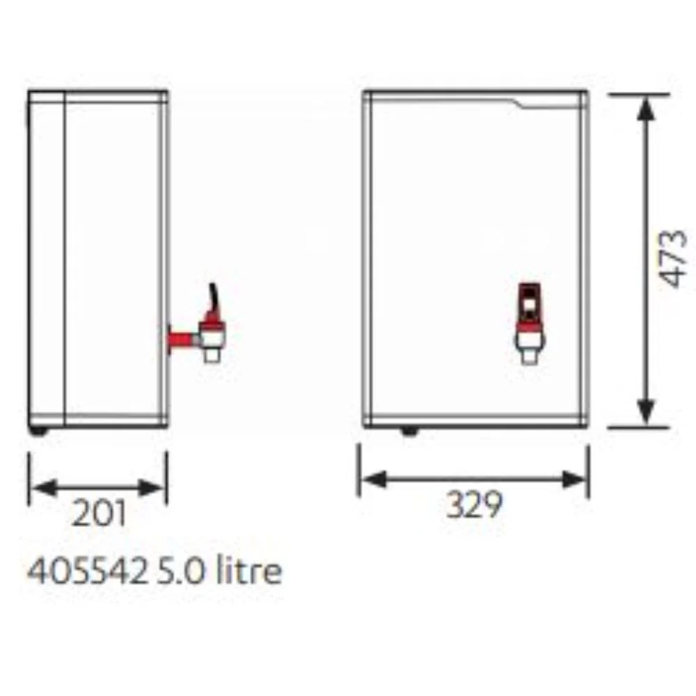 EconoBoil HS503 3 Litre or HS505 5 Litre Instant On-Wall Boiling Water Heater (403542 / 405542) - Image 3