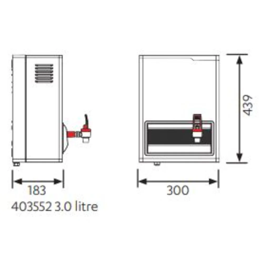 HydroBoil HS003 3 Litre or HS005 5 Litre Instant On-Wall Boiling Water Heater (403552 / 405552) - Image 2